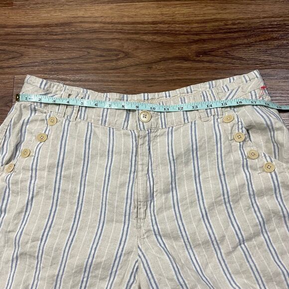 Sundance Wilde Striped Linen Bermuda Shorts Womens 16 Beige Blue - Picture 3 of 7